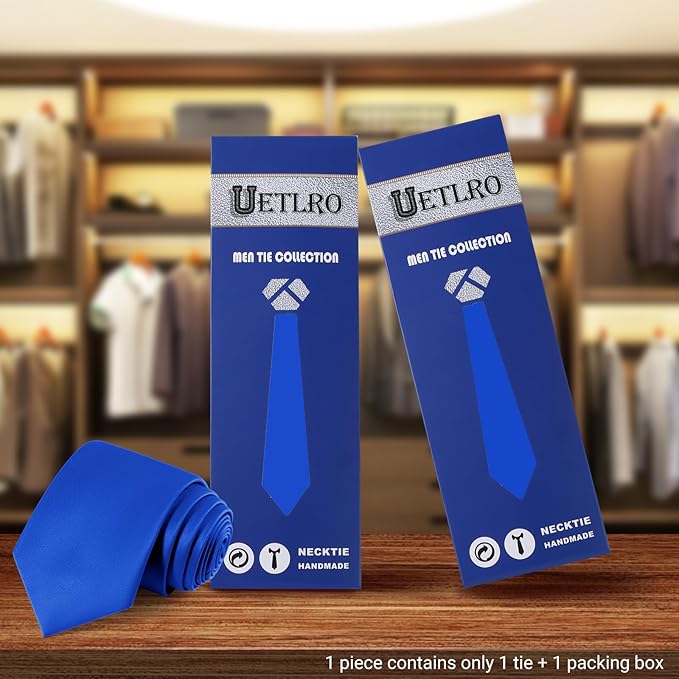Black Ties For Men Solid Pure Color Formal Neckties 3.15" (8CM) Men's Tie for Business and Wedding with Gift Box