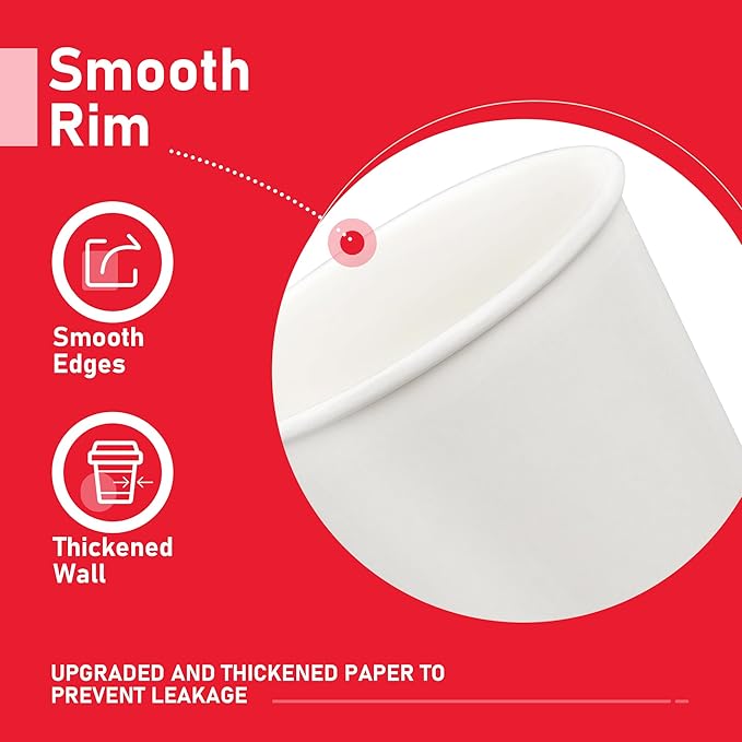 600 Pack 3 oz Disposable Paper Cups for Bathroom, Food-Safe Mouthwash Cups, Leak-Free Small Coffee Cup for Daily Use, Travel, and Camping