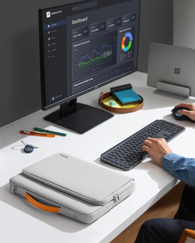 tomtoc 360° Protective Laptop Sleeve for 15 -15.6 Inch HP | Dell | Asus | Acer | Thinkpad | Samsung Laptops Ultrabooks Notebooks, Spill-Resistant 15.6 Inch Laptop Tablet Briefcase, Gray