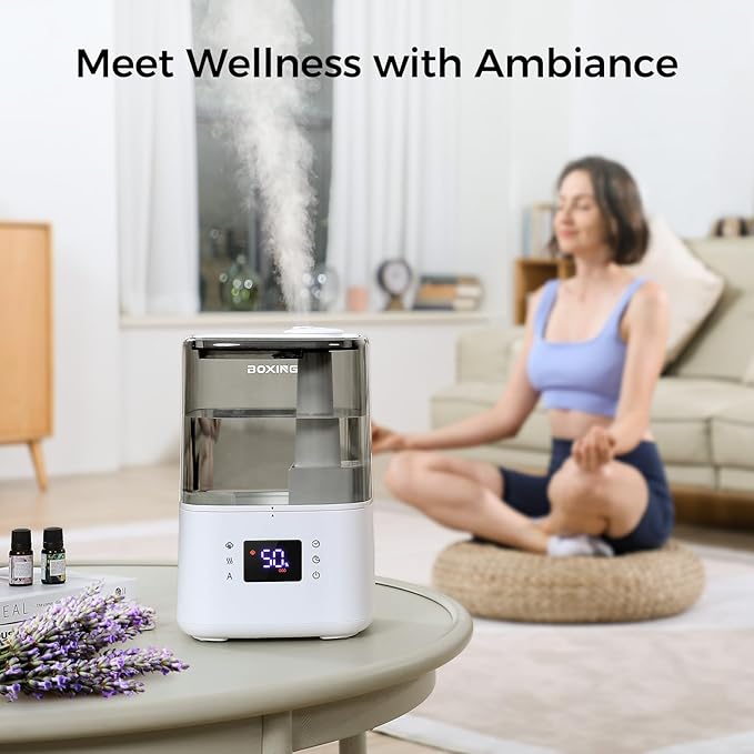 BOXING Warm and Cool Mist Humidifiers for Bedroom Large Room Home,Air Humidifier with Remote,Top Fill Ultrasonic Diffuser Humidifier with humidistat,Quiet Sleep,Timer,Auto Shutoff,BPA-Free,Filter,4.5L