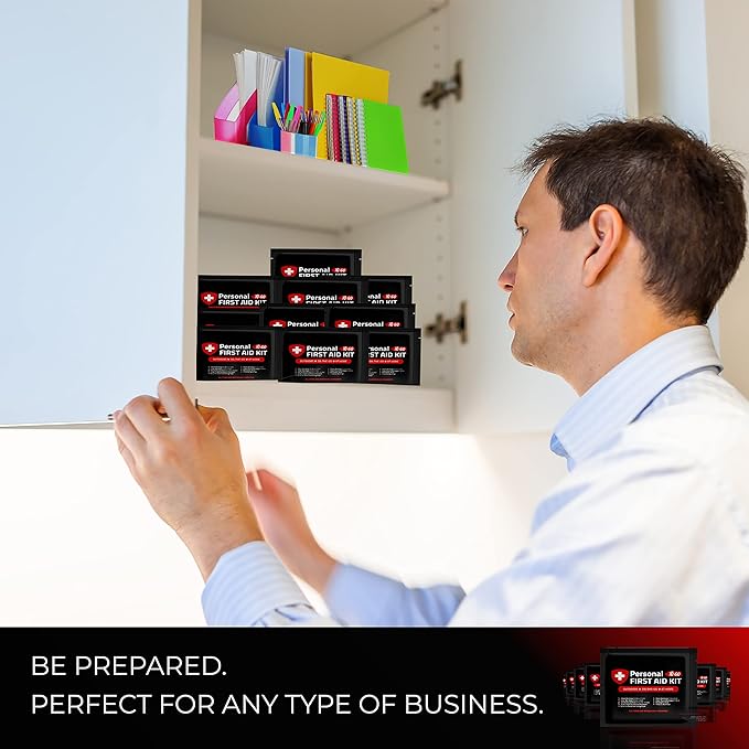 Personal First Aid Kit - Case of 80 | Clean, Treat, Protect Minor Cuts, Scrapes and Burns | Perfect for Home, Office, Car, School, Business, Camping | Individually Wrapped First Aid Products (Space)