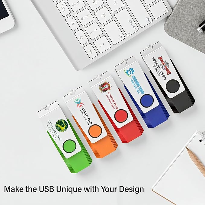 4GB USB Flash Drive 10 Pack, Wooolken USB 2.0 Thumb Drives with Lanyards Swivel Memory Stick for Data Storage and Backup (Mixed Colors)