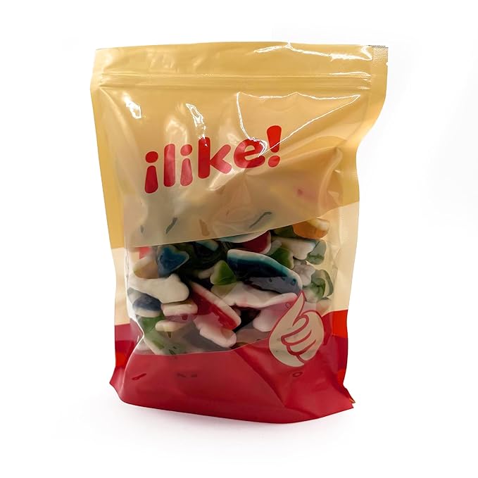 Gummy Sharks Candy Mix | 2 Pound Bag | Assorted Fruit Flavors Shark Gummies | Chewy Gummy Fish for Parties and Candy Buffets | Blue Raspberry, Lime, Lemon, Cherry