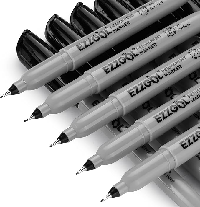 Ultra Fine Permanent Marker, 72 Pack Ultra Fine Point Black Permanent Marker set, Works on Plastic,Wood,Stone,Metal and Glass for Doodling, Marking