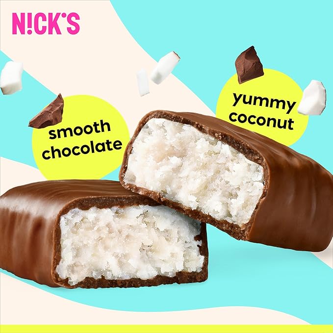 NICKS Keto Chocolate Bars Variety Pack, No Added Sugar, Coconut, Gluten Free Sweets Low carb Candy Snack Bar (Multipack 15x40g) (Coconut)