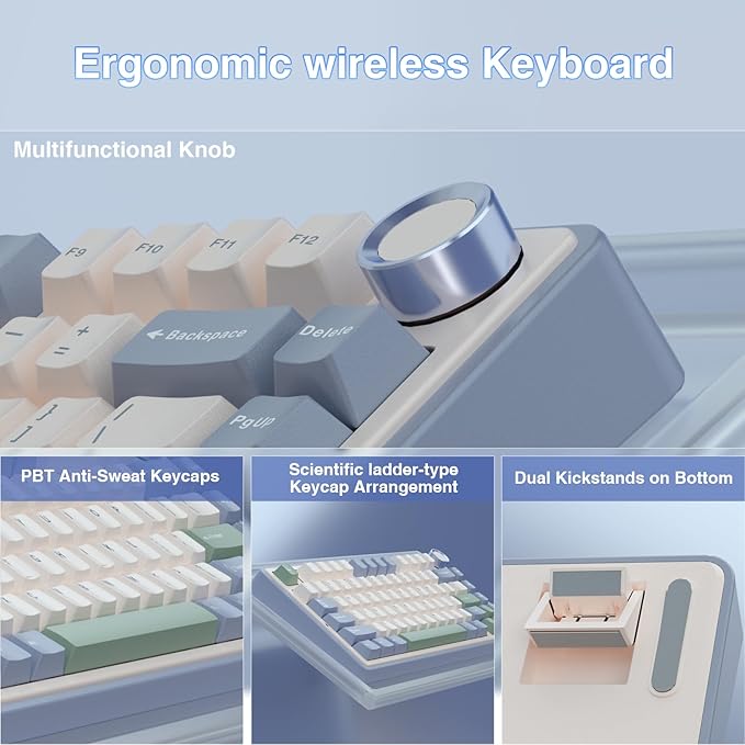 AULA F75 75% Wireless Mechanical Keyboard, Hot Swappable Creamy Keyboard, Pre-lubed Reaper Switches RGB Backlit Gaming Keyboards, 2.4GHz/Type-C/BT5.0(White & Green)