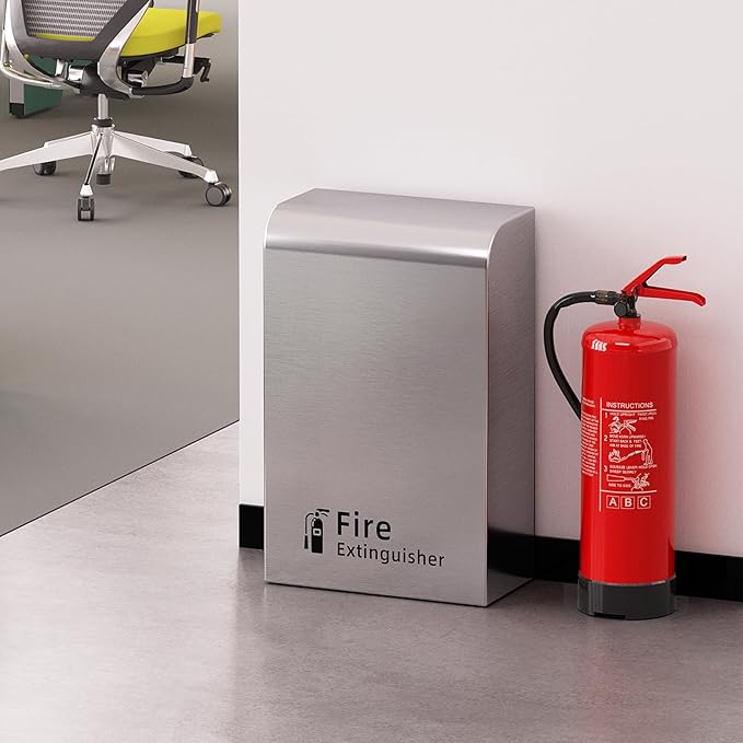 Fire Extinguisher Cabinet Floor Standing, Stainless Steel Fire Extinguisher Box, Suitable for Shopping Malls and Hotels, Can Accommodate Two 10 Pound Fire Extinguishers (Silver)