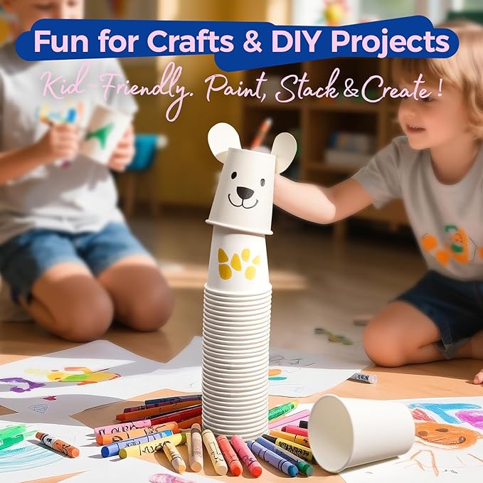 Fit Meal Prep 1000 Pack 8 oz Disposable Paper Coffee Cups, Premium White Hot Cups for Hot/Cold Beverage, Durable Thickened Paper Cup Bulk for Party, Office, Bussines, Home, Bistros, Events