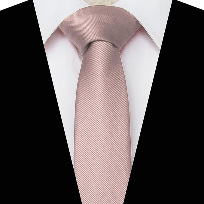 JEMYGINS 2.4" Solid Color Skinny Tie and Pocket Square with Tie Clip Sets for Men (6cm)