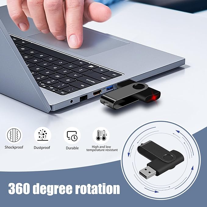 EASTBULL 2GB USB Thumb Drives 100 Pack with Lanyards - USB 2.0 Jump Drive for Storage and Backup (Black, 100PCS)