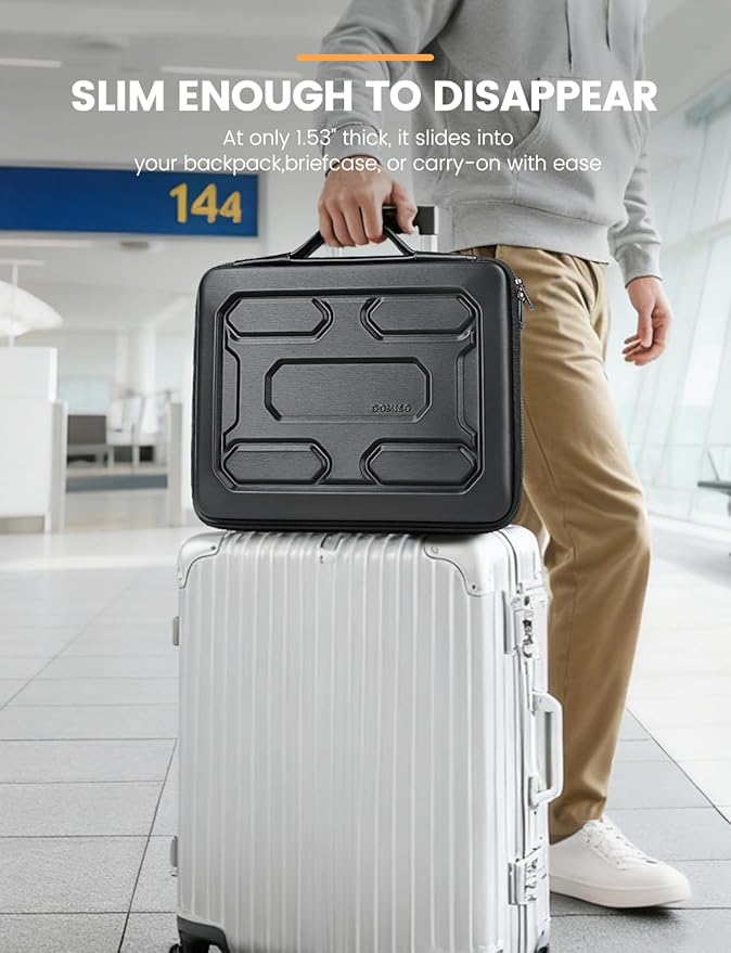 DOMISO 14 inch Laptop Sleeve with Handle Shockproof Computer Bag Waterproof EVA Protective Carrying Case for 14" ThinkPad E480/Yoga 920/13.5" Microsoft Surface Book/HP Pavilion 14 Stream 14, Black