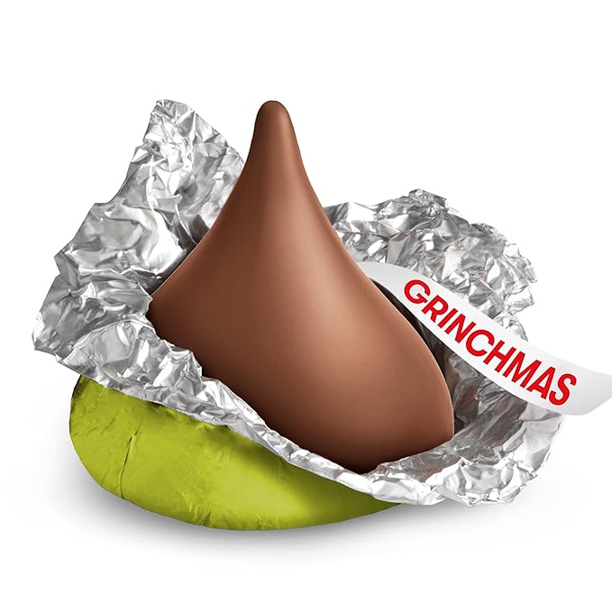 HERSHEY'S KISSES Grinch Milk Chocolate, Christmas Candy Bulk Bag, 33.85 oz