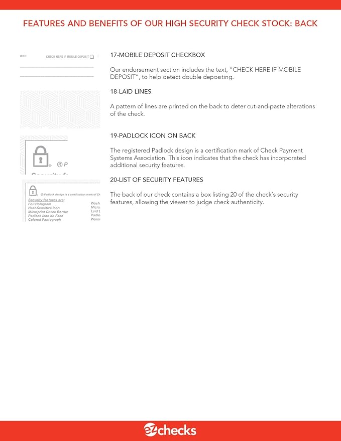 EZ Checks Premium High Security Check Paper with Hologram & 20 Security Features | 500 Sheets (Purple/Yellow, Check at Top)