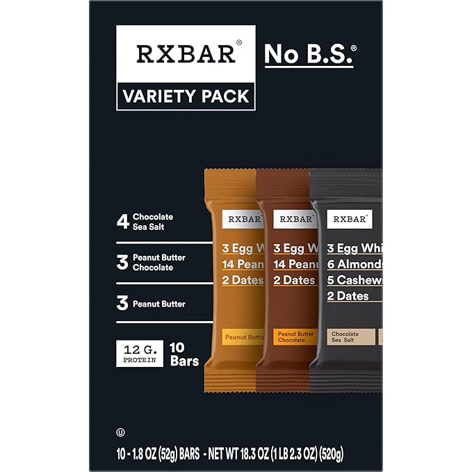 RXBAR Protein Bars, Protein Snack, Snack Bars, Variety Pack, 18.3oz Box (10 Count)