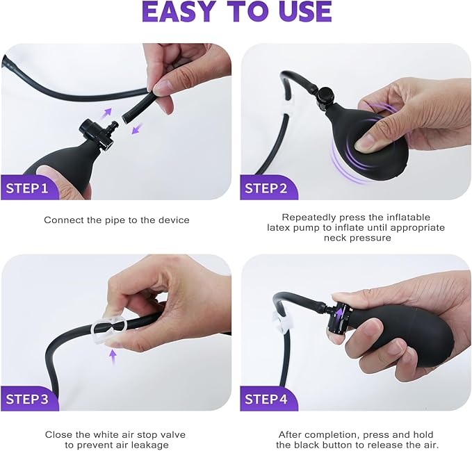 Neck Stretcher,Inflatable Cervical Traction Neck Device,Neck Relief Tool,Adjustable Cervical Brace,Home Use Neck Decompression (Purple)