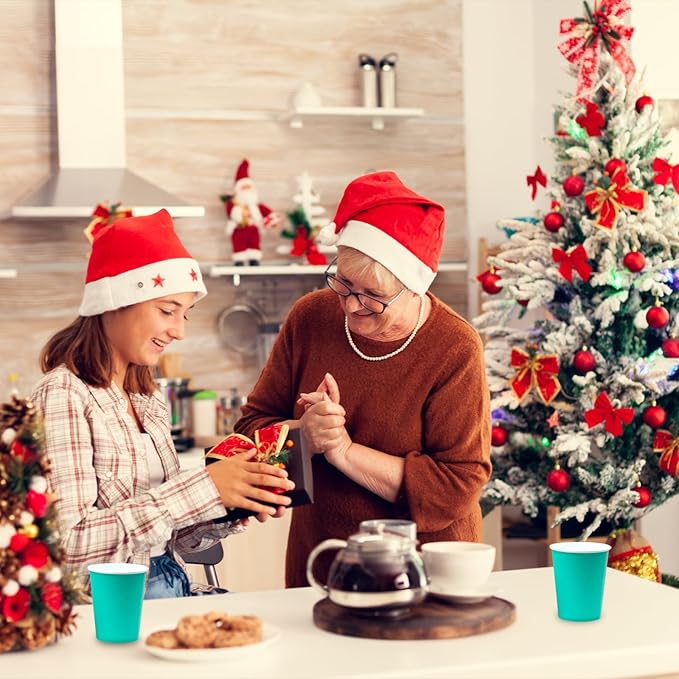 Disposable Paper Cups,60pcs Color Paper Cups For DIY Wedding Party Picnic BBQ Travel and Event 8OZ (Aqua blue)