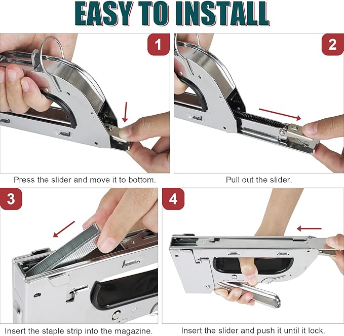 NEU MASTER Staple Gun for Wood, All Steel Staple Gun with 4000Pcs Staples, Upholstery Staples Gun for Fixing Material, Decorating, Woodworking, Furniture