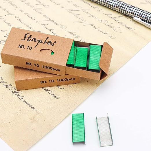 NatSumeBasics 4000 Green Staples #10 Colored Staples for Mini Stapler Refill, No. 10 Staple Smaller Than Standard Staple (Green)