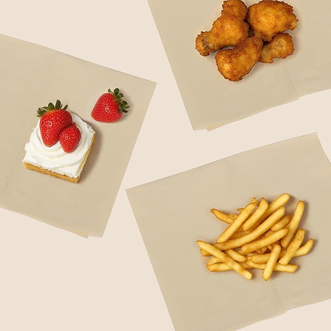 MORGIANA 2-Ply Bamboo Paper Napkins, 300-Count Brown Unbleached Paper Hand Towels for Bathroom & Kitchen, Eco-Friendly