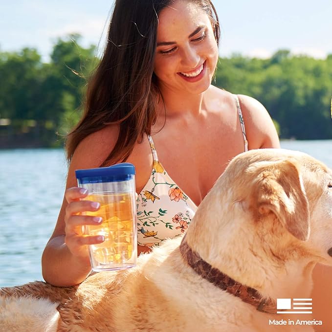 Tervis Clear & Colorful Tabletop Made in USA Double Walled Insulated Tumbler Travel Cup Keeps Drinks Cold & Hot, 16oz - 2pk, Red