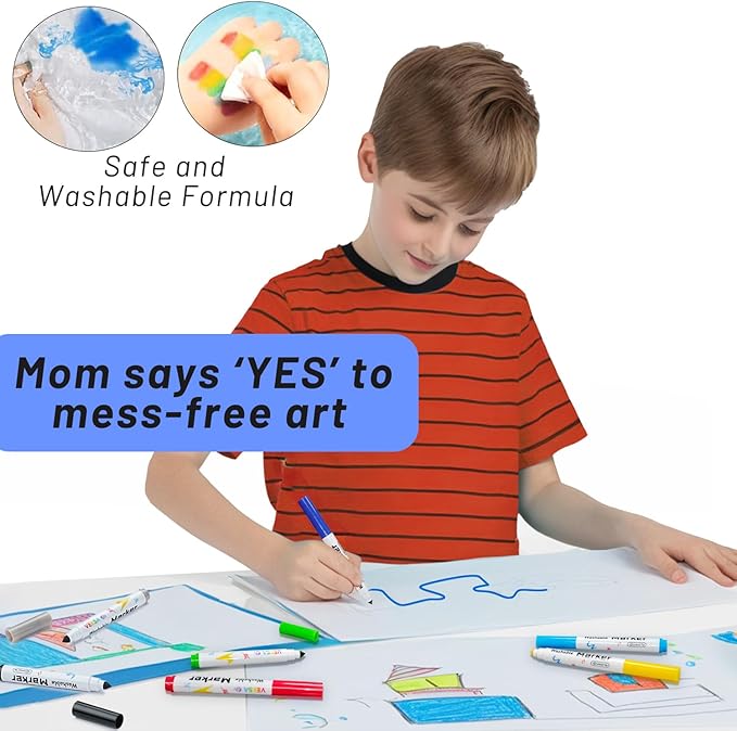 Washable Markers Bulk - 12 Boxes of 12 Vibrant Colors (144 Total) - Broad Line Markers for Kids, Teacher, Classroom Must Have, Christmas Gift