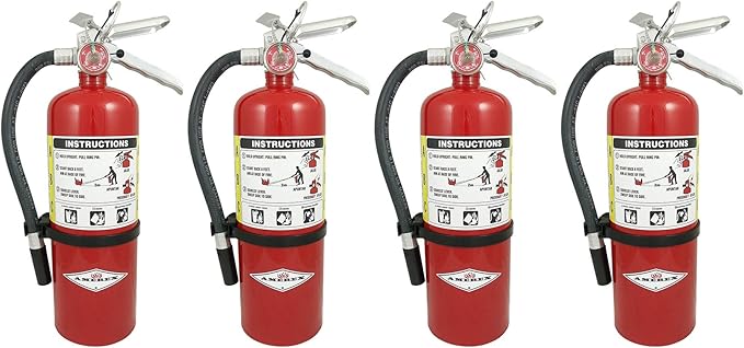 Amerex B402 5 lb. ABC Dry Chemical Class A B C Fire Extinguisher, with Wall Bracket, 4 Pack