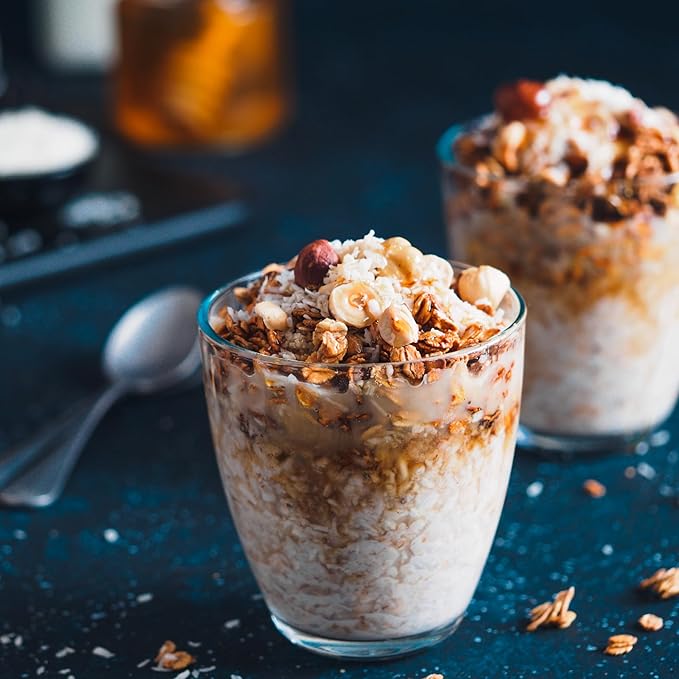 Mushroom Overnight Oats (6 Pack) Superfood Lions Mane Mushroom, Chia & Flax Seed - Organic Protein Oatmeal - High Fiber, Vegan, Gluten Free, Low Sugar - Easy Prep Plant Protein - Apple Cinnamon