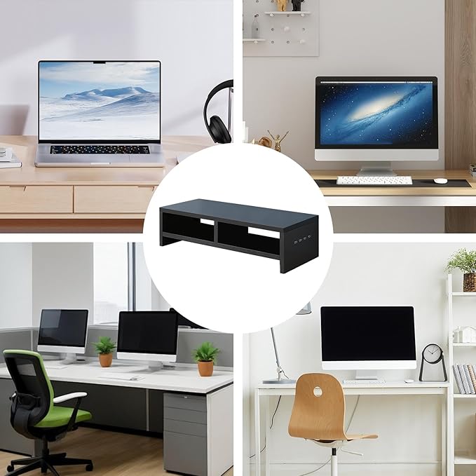 Monitor Stand, with Sleek Modern Design, 50x20x13cm, Monitor Stand Riser, Wireless Charging Desk Organizer, Ergonomic Height, for Multitasking and Desktop Organization
