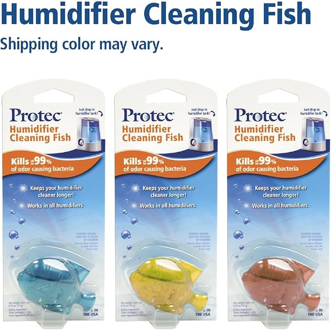 Protec Humidifier Cleaning Fish, Tank Cleaner, Fights Slime & Odor, Lasts 30 Days, 1 Count, Color May Vary (Pack of 2)