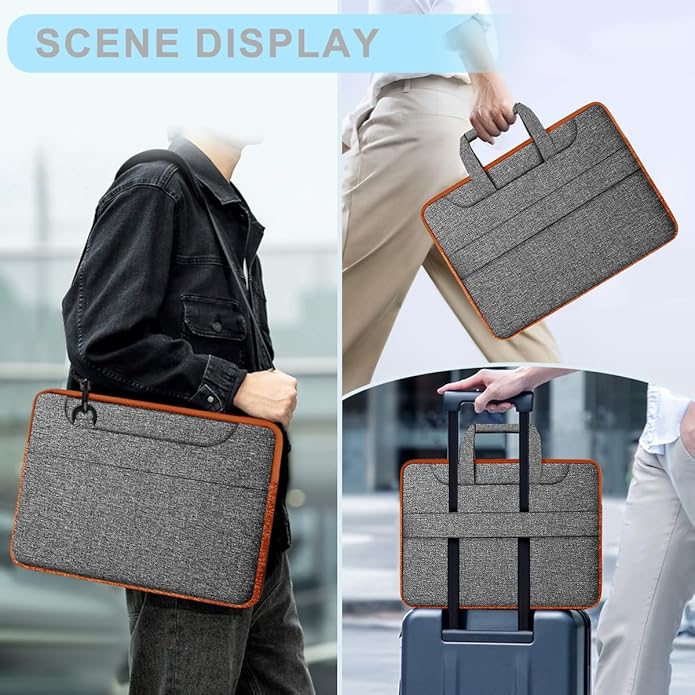 Universal Laptop Shoulder Bag 13-17.3 Inch Shockproof Briefcase with Multi-Pockets & Adjustable Strap for MacBook Pro/Air