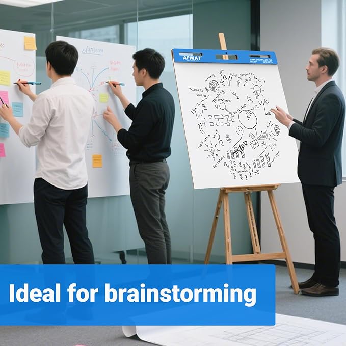 AFMAT Sticky Easel Pads, 25 in x 30 in Flip Chart Paper for Teachers, Super Sticky & Bleed-Resistant, Self-Stick Easel Paper for Office/Classroom/Whiteboard/Wall/Windows, 30 Sheets/Pad, 5 Pads