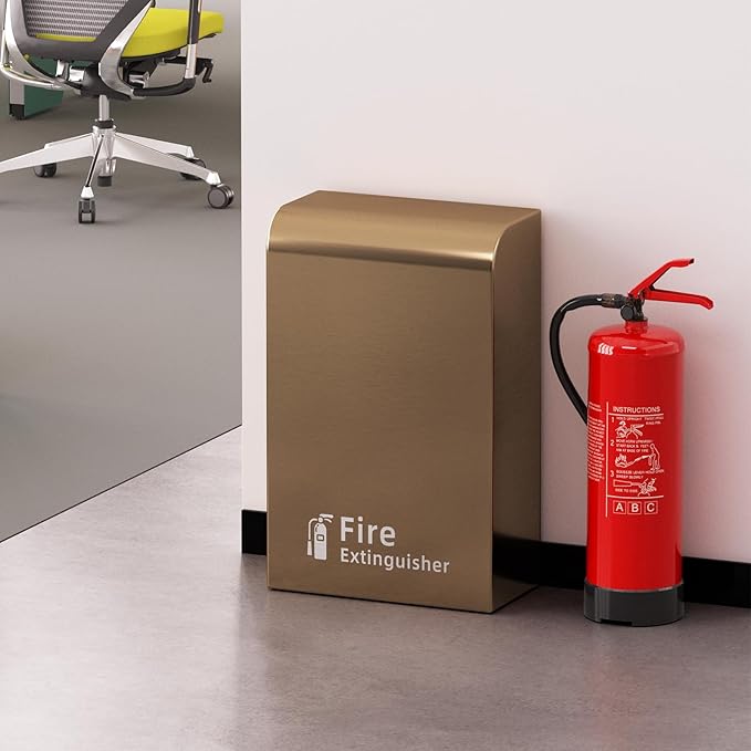 Fire Extinguisher Cabinet Floor Standing, Stainless Steel Fire Extinguisher Box, Suitable for Shopping Malls and Hotels, Can Accommodate Two 10 Pound Fire Extinguishers (Rose Gold)