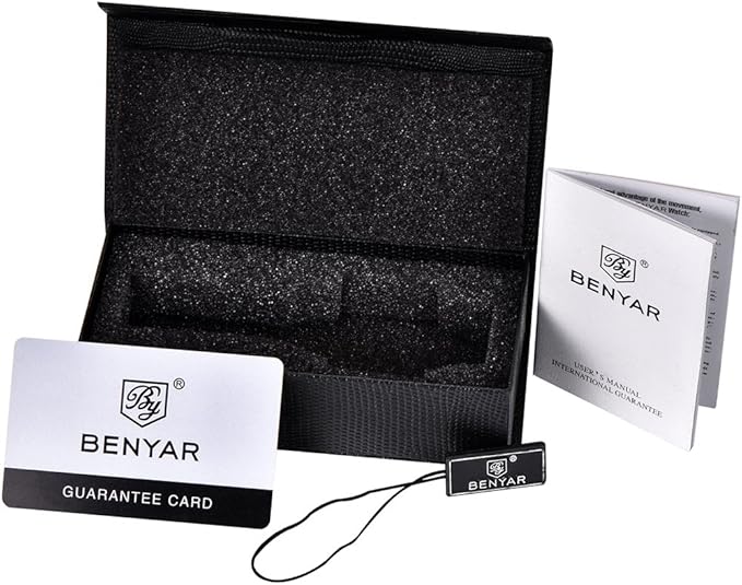 BENYAR Quartz Chronograph Waterproof Watches Business and Sport Design Leather Band Strap Wrist Watch for Men