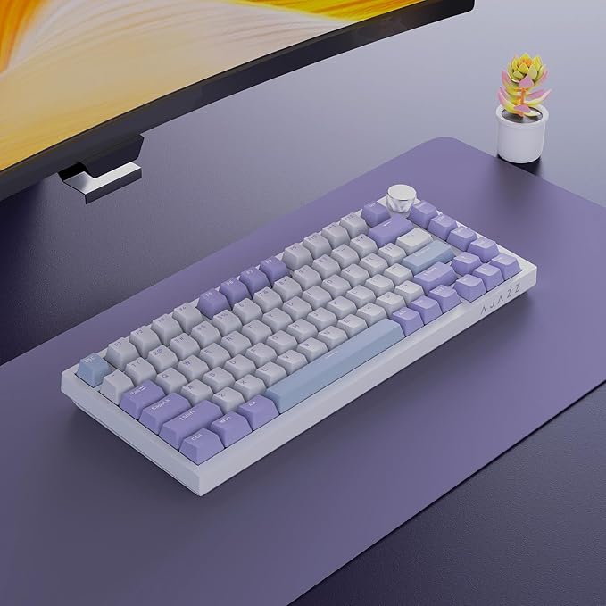 Ajazz AK820 75% Wired Gasket Mechanical Gaming Keyboard with Volume Knob - South Facing LED - Poron Foam - PBT Keycaps - Programmable RGB Hot Swap Keyboard