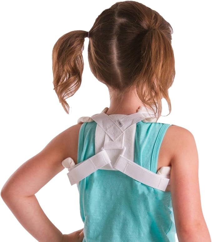 BraceAbility Pediatric Clavicle Support Brace - Figure 8 Upper Back Brace Posture Corrector for Kids, Shoulder Straightener, Kyphosis Relief, Youth Sling for Injuries and Fractures (Extra Small)