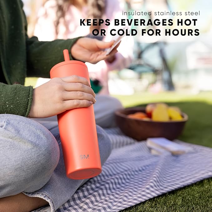 Simple Modern Classic Tumbler with Lid and Straw | Insulated Iced Coffee Cup Reusable Stainless Steel Water Bottle Travel Mug | Gifts for Women Men Her Him | 28oz | Ocean Tide