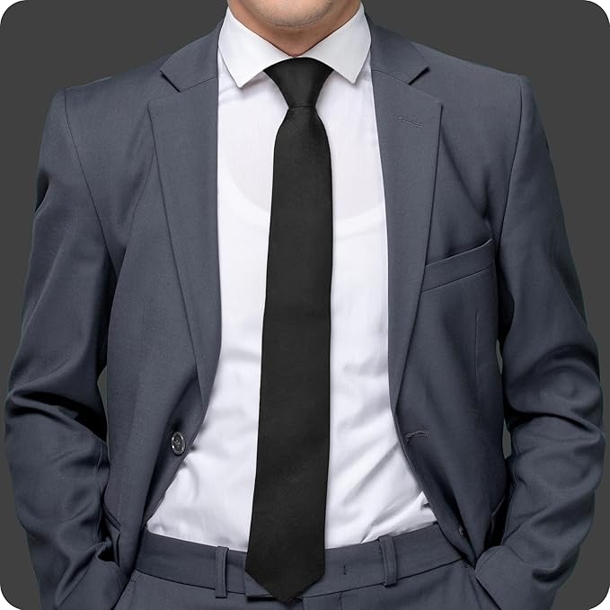 boxed-gifts Umo Lorenzo Tie for Men Satin Finish Necktie - Standard Width Ties - Black, Navy, Red, Sage Green Tie