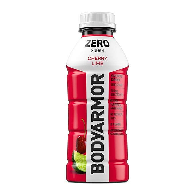 BODYARMOR ZERO Sugar Cherry Lime, Sugar Free Sports Drink - Low-Calorie Hydration - Natural Flavors with Potassium Packed Electrolytes, Antioxidants, and B-vitamins, 16 fl oz (pack of 12)