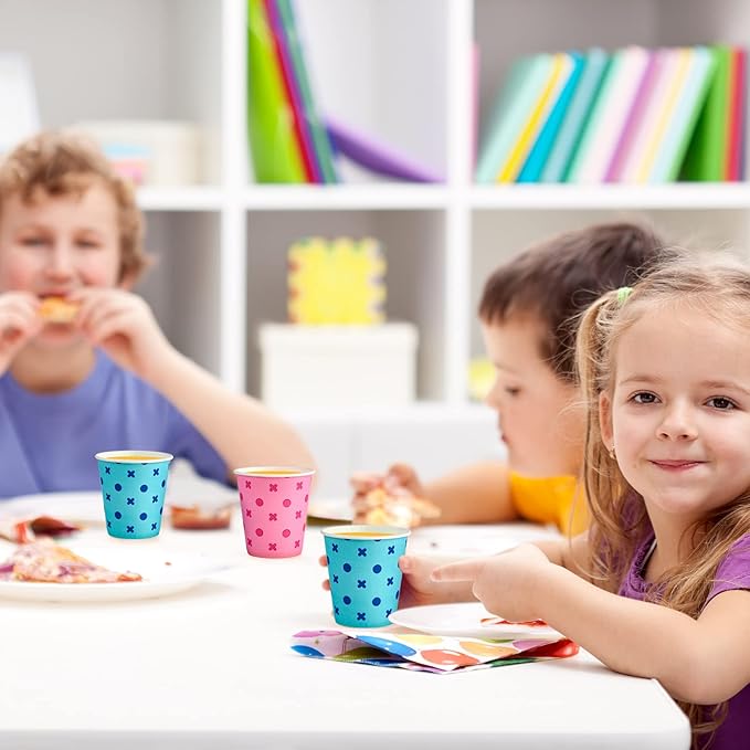 LITOPAK 540 Pack 5 oz Disposable Paper Cups, Pink and Blue Disposable Paper Snack Cups, Small Mouthwash Mugs for Home, Bathroom, Picnic, Party, and Events