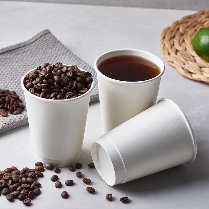 CIAO! 12 oz Insulated Double Wall White Paper Hot Cup, 90 mm Diameter, 500 Count