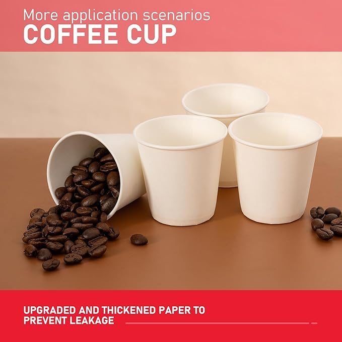 200 Pack 3 oz Bathroom Paper Cups, Small Bathroom Cups, Food-Safe Mouthwash Paper Cups, Leak-Free Small Disposable Coffee Cups for Daily Use, Travel and Camping