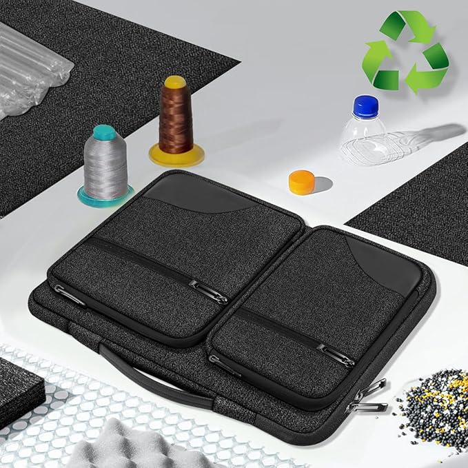Hseok Laptop Case 15 15.6 16 inch Sleeve with Handle and Hidden Strap,Compatible with MacBook Pro 15.4 16, 360° Protective PC Briefcase with 4 Pockets for Laptop Accessory,Easy to Carrying,Carbon