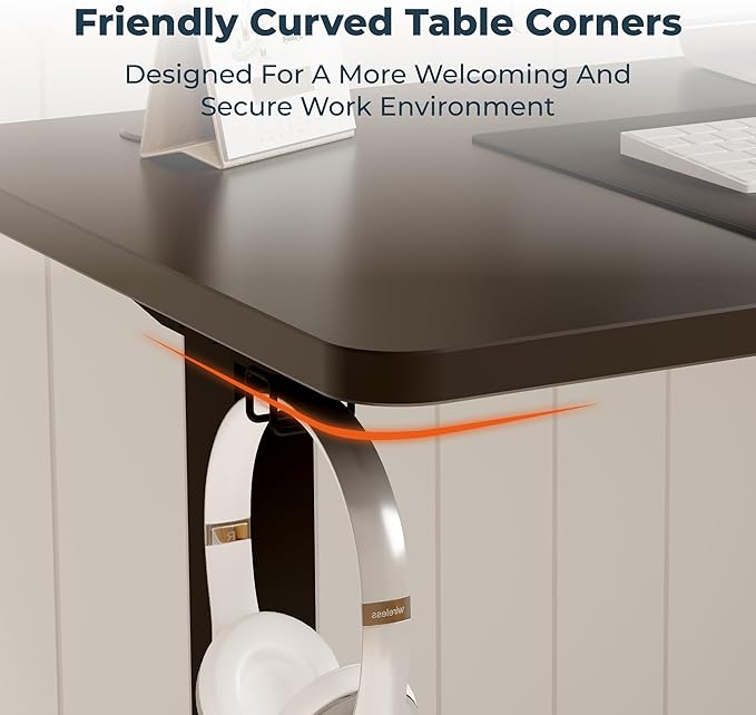 Adjustable Stand Up Desk with Memory Preset, Standing Desks 55 x 24 Inch Electric Home Office Desk Computer Workstation Splice Black Top + Black Frame