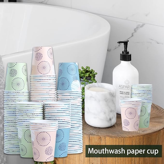 [300 Pack 3 oz Paper Cups, Disposable Bathroom Cups, Small Mouthwash Cups, Mini Paper Cups 3 Ounce for Bathroom