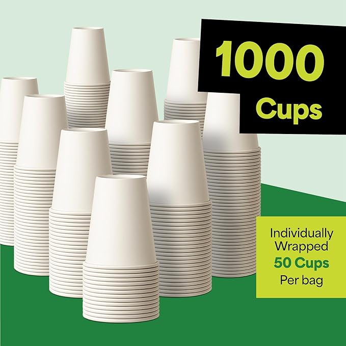 EconoHome 10 oz 1000 Pack Disposable Coffee Paper Cups - Paper Cups for Hot and Cold Drinks, Tea, Water, and Juice