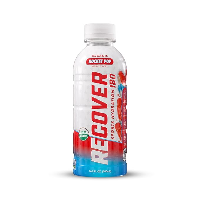 RECOVER 180 Organic Sports Hydration Drink, No Sugar Added, 20 Calorie Sports Beverage, Organic Flavors With Vitamins, Potassium-Packed Electrolytes (16.9 Fl Oz (Pack of 12), Variety Pack)