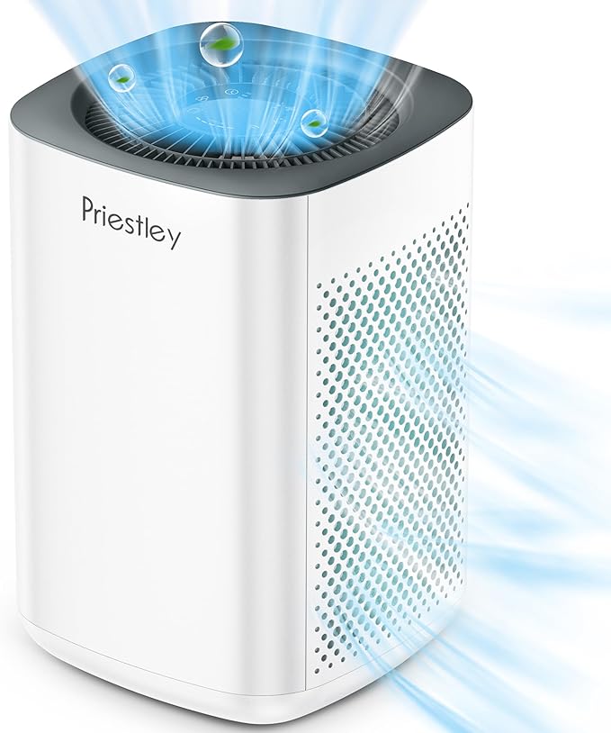 Priestley Air Purifier for Bedroom, Home, Dorm Up to 1100Ftยฒ, Smart WiFi Air Purifiers, 3-in-1 Air Filter with HEPA Sleep Mode, Remove Dust Smoke Pollutants Odor Pet Dander