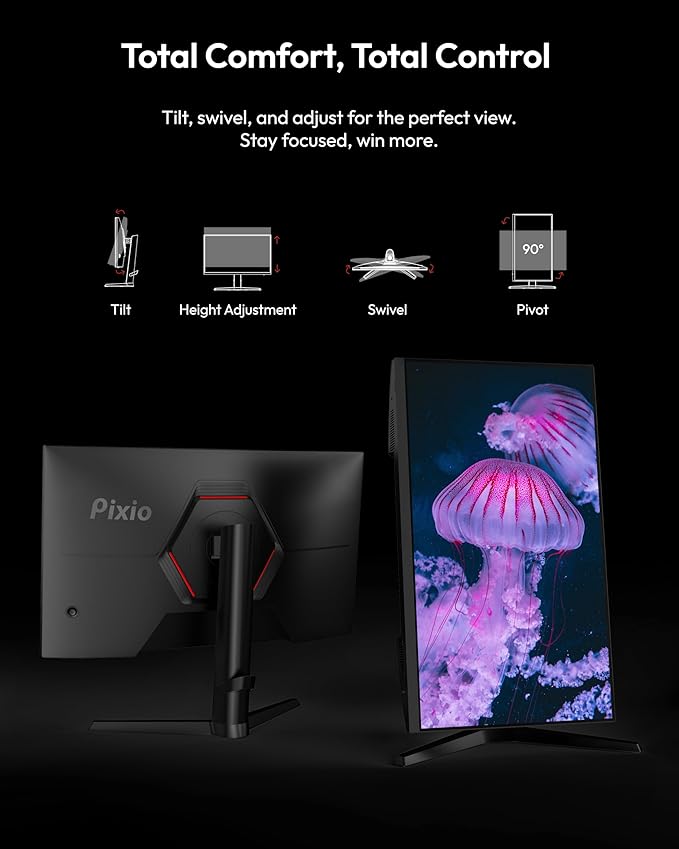 Pixio PX277 Prime Neo 27 inch 180Hz Refresh Rate QHD 1440p Resolution Fast IPS Panel 1ms GTG Response Time Gaming Monitor with Adaptive Sync and Fully Adjustable Stand