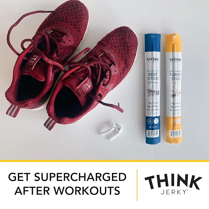 Think Jerky Jalapeno Beef Sticks, Gluten and Sugar Free, No Nitrates, Keto Paleo Friendly High Protein Low Carb Meat Snack - 1.0 oz Sticks, 20 Pack