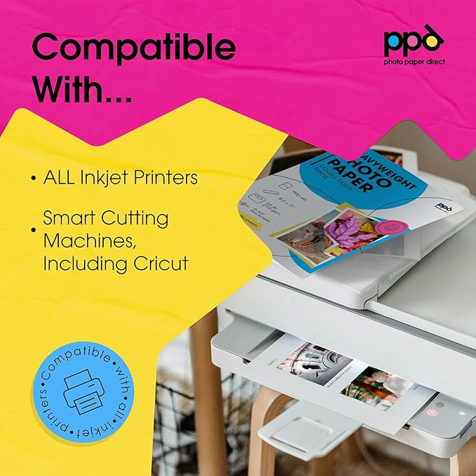 PPD 50 Sheets Inkjet Matte Double Sided Heavyweight Photo Quality Paper LTR 8.5 x 11 53lbs. 210gsm 9mil (PPD-45-50)